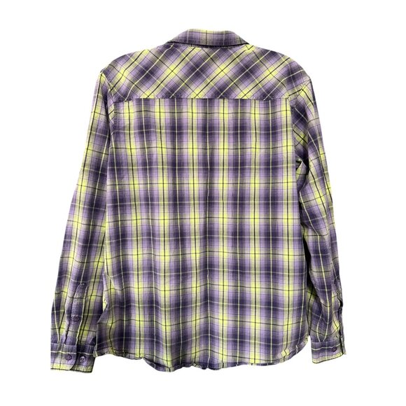 Cabelas Purple & Yellow Plaid Button-Up Shirt Womens L/G - Picture 2 of 9